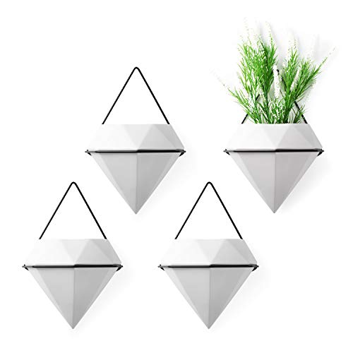 T4U Diamond Wall Planter Indoor, Set of 4 Geometric Wall Mounted P...
