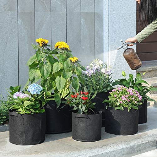 T4U Fabric Plant Grow Bags with Handles 3 Gallon Pack of 5, Heavy ...