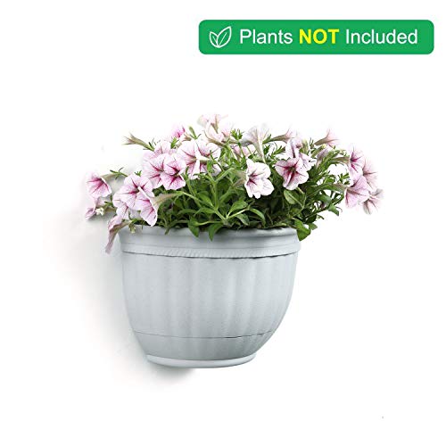 T4U Resin Wall Planter Marble Gray Set of 4, Wall Mounted Garden P...