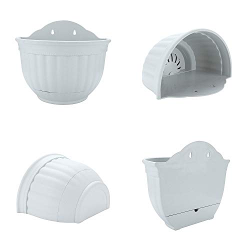 T4U Resin Wall Planter Marble Gray Set of 4, Wall Mounted Garden P...