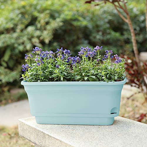 T4U Self Watering Planters Plastic Rectangular Plant Pot, Modern D...