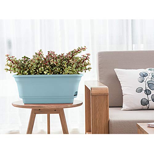 T4U Self Watering Planters Plastic Rectangular Plant Pot, Modern D...