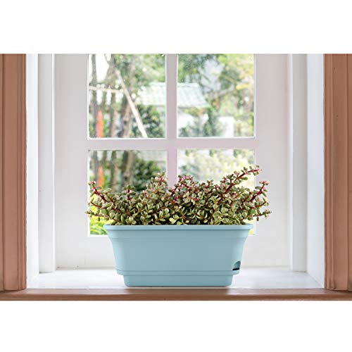 T4U Self Watering Planters Plastic Rectangular Plant Pot, Modern D...