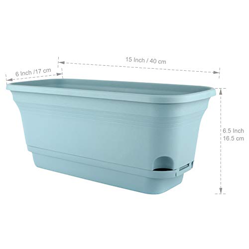 T4U Self Watering Planters Plastic Rectangular Plant Pot, Modern D...