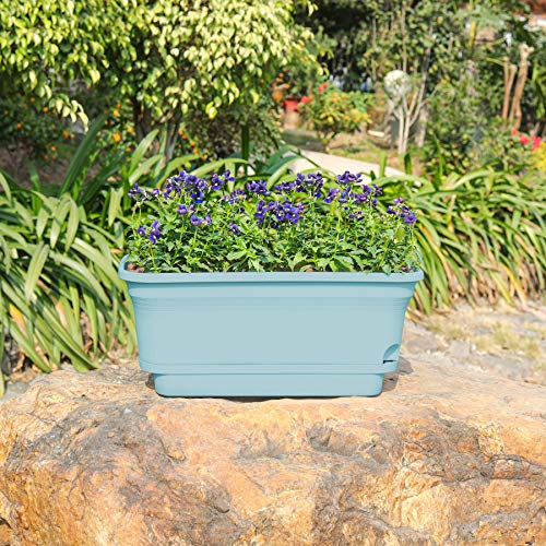 T4U Self Watering Planters Plastic Rectangular Plant Pot, Modern D...