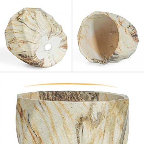 T4U Succulent Pot Ceramic 2.5 Inch Octagon Marbling Colorful Cactu...