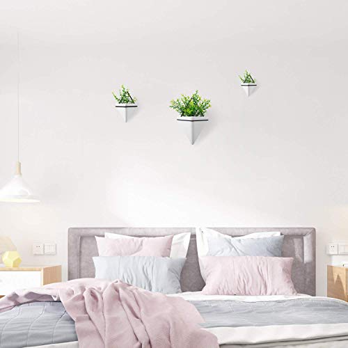 T4U Triangle Wall Planter Indoor, Set of 2 Ceramic Hanging Wall Pl...