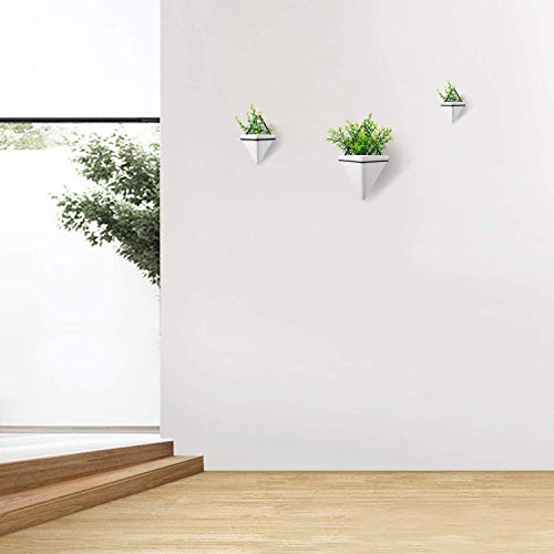T4U Triangle Wall Planter Indoor, Set of 2 Ceramic Hanging Wall Pl...
