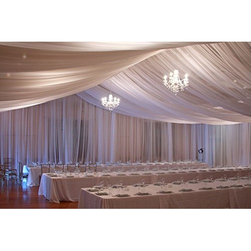 Ceiling Draping White Sheer Ceiling Curtain Voile Chiffon Ceiling ...