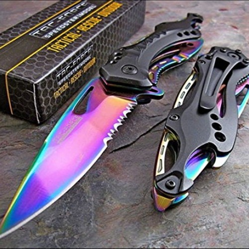 Tac Force Spring Assisted Rainbow Blade Tactical Rescue Pocket Hun...