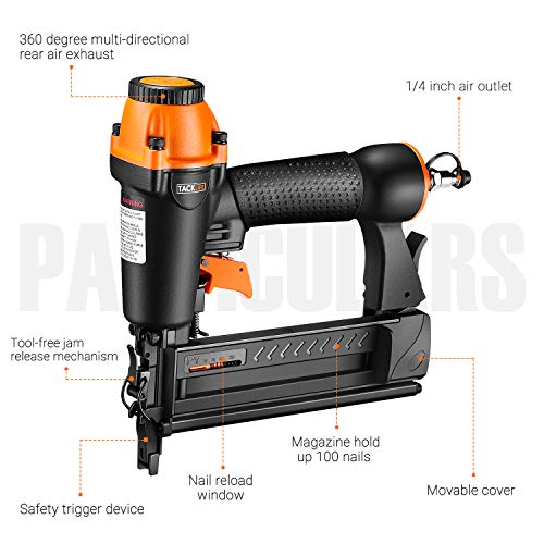 Brad Nailer, Air-powered, TACKLIFE 18GA 2-in-1 Nailer, 5/8”-2, Wi...