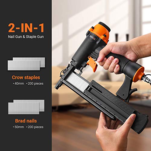 Brad Nailer, Air-powered, TACKLIFE 18GA 2-in-1 Nailer, 5/8”-2, Wi...