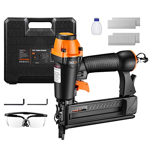 Brad Nailer, Air-powered, TACKLIFE 18GA 2-in-1 Nailer, 5/8”-2, Wi...