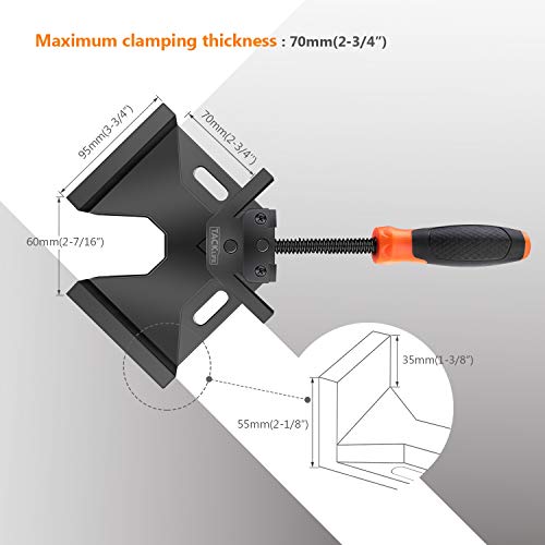Corner Clamp, TACKLIFE 2Pcs Single Handle 90° Right Angle Clamp, A...