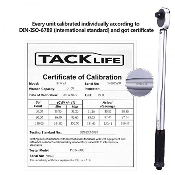 TACKLIFE 1/2 Drive Click Torque Wrench Set 10-150 ft.-lb./13.6-2...