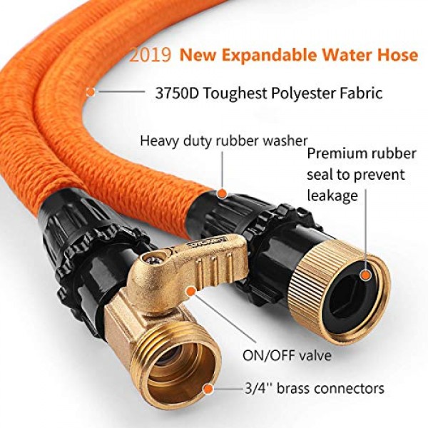 TACKLIFE 100FT Expandable Garden Hose with Double Latex Core, 3/4...