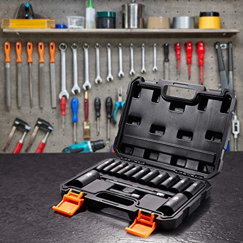 TACKLIFE 16pcs 3/8-Inch Drive Deep Impact Socket Set, Metric, 7-22...