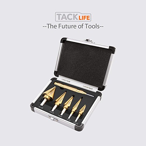 TACKLIFE 5PCS Titanium Step Drill Bit Set & Automatic Center Punch...