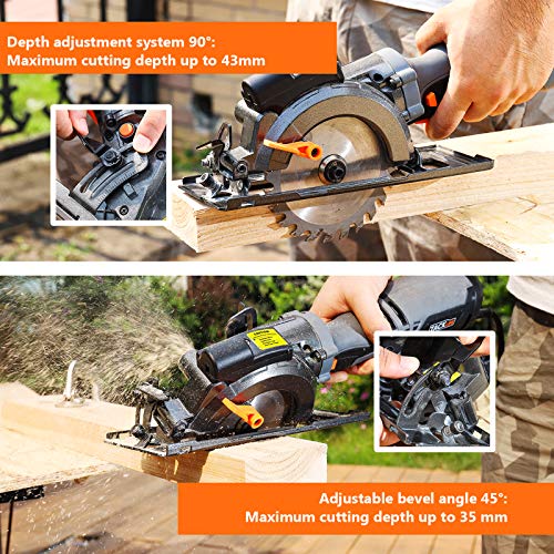 TACKLIFE Circular Saw with Metal Handle, 6 Blades4-3/4 & 4-1/2”...