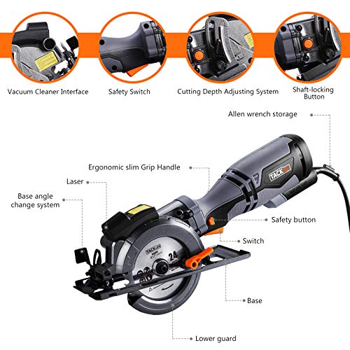 TACKLIFE Circular Saw with Metal Handle, 6 Blades4-3/4 & 4-1/2”...