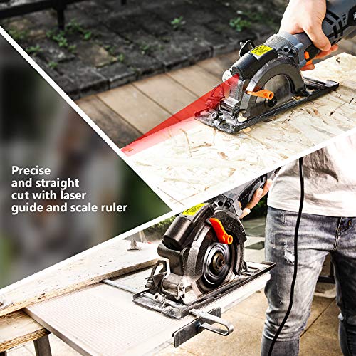 TACKLIFE Circular Saw with Metal Handle, 6 Blades4-3/4 & 4-1/2”...