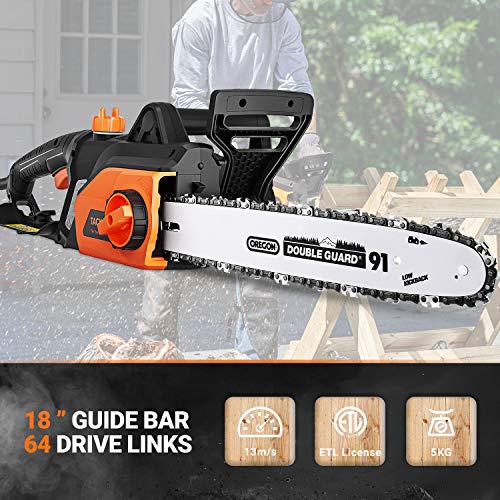 TACKLIFE Corded Chainsaw, 15-amp Electric Chainsaw, 18 Chain Bar...