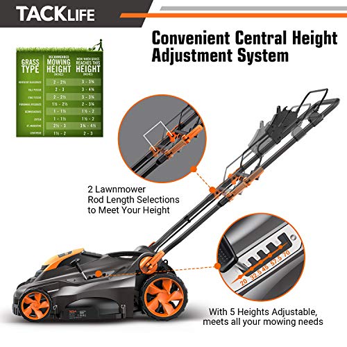 TACKLIFE Corded Electric Lawn Mower 13 Amp, 16 Inch Lawn Mower, 5 ...