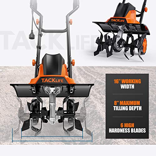 TACKLIFE Electric Tiller, Tiller, 12Amp, 16 Inch Cultivation Width...