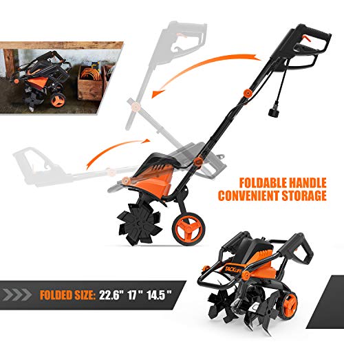 TACKLIFE Electric Tiller, Tiller, 12Amp, 16 Inch Cultivation Width...