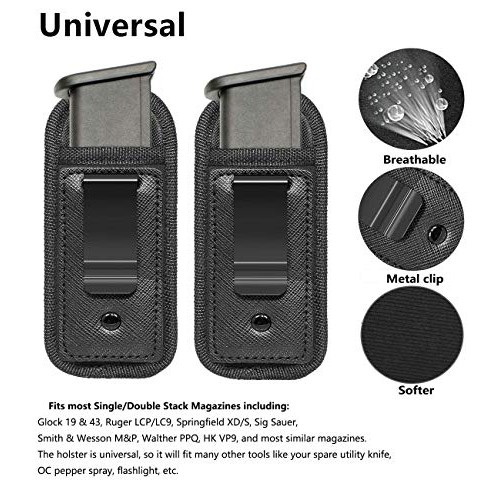 TACwolf New 2pc Universal Magazine Holster IWB 9mm .40 .45 Mag Hol...