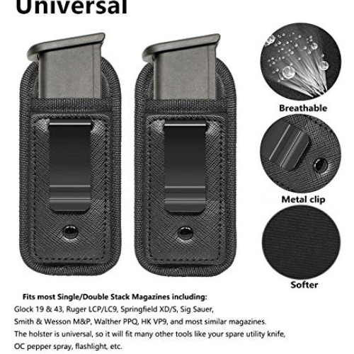 TACwolf New 2pc Universal Magazine Holster IWB 9mm .40 .45 Mag Hol...