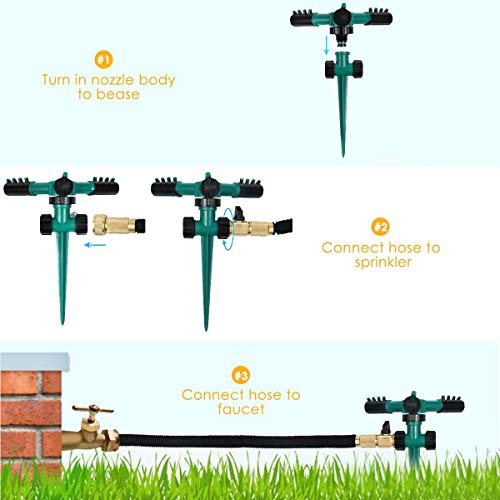 TaDaKool Lawn Sprinkler, Garden Sprinkler 360 Degree Automatically...