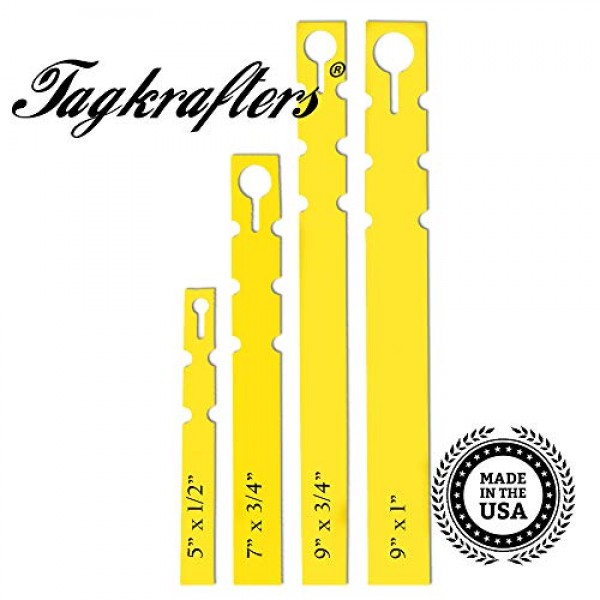 TAGKRAFTERS Yellow - 4 Sizes to Choose from - 1,000 Pcs of 9 x 1...