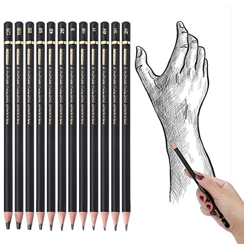 TAMATA Professional Drawing Sketching Pencil Set - 12 Pieces Art D...