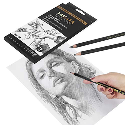 TAMATA Professional Drawing Sketching Pencil Set - 12 Pieces Art D...