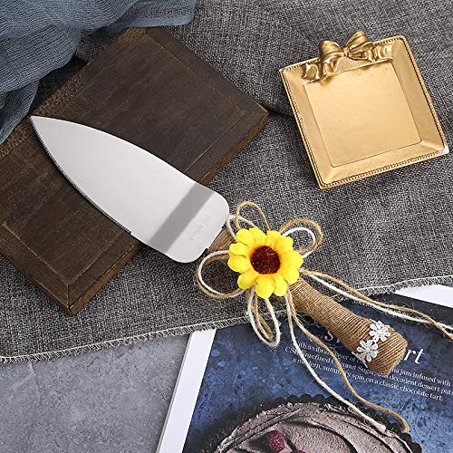 TANG SONG Rustic Wedding Cake Knife and Serving Set with Sunflower...
