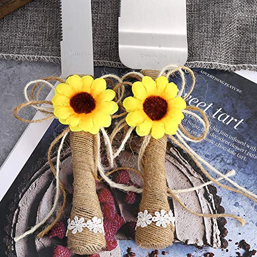TANG SONG Rustic Wedding Cake Knife and Serving Set with Sunflower...