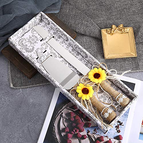 TANG SONG Rustic Wedding Cake Knife and Serving Set with Sunflower...