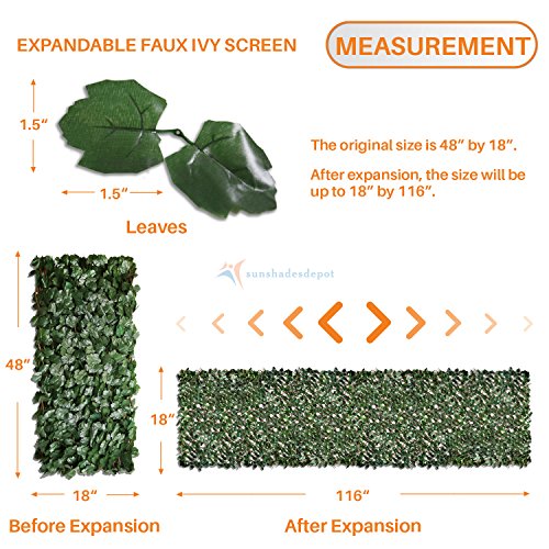 TANG Sunshades Depot 15 x 48 Double Side Artificial Faux Ivy Pri...