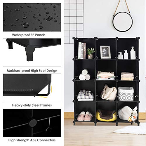Tangkula 12 Cubes Storage Organizer, DIY Plastic PP Closet Cabinet...