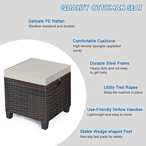 Tangkula 2 Pieces Outdoor Patio Ottoman, All Weather Rattan Wicker...