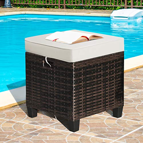 Tangkula 2 Pieces Outdoor Patio Ottoman, All Weather Rattan Wicker...