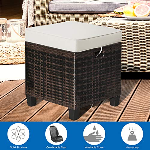 Tangkula 2 Pieces Outdoor Patio Ottoman, All Weather Rattan Wicker...