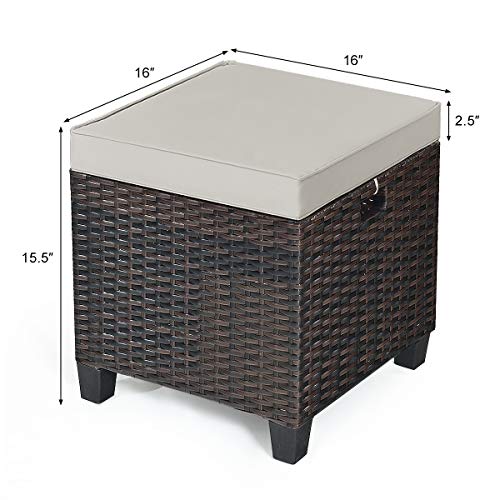 Tangkula 2 Pieces Outdoor Patio Ottoman, All Weather Rattan Wicker...