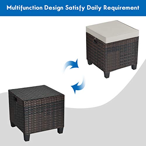 Tangkula 2 Pieces Outdoor Patio Ottoman, All Weather Rattan Wicker...