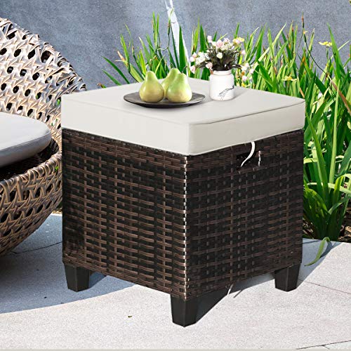Tangkula 2 Pieces Outdoor Patio Ottoman, All Weather Rattan Wicker...