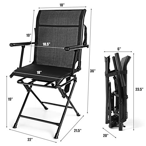 Tangkula 360-Degree Hunting Swivel Chair, Ground Blind Chairs w/Ar...