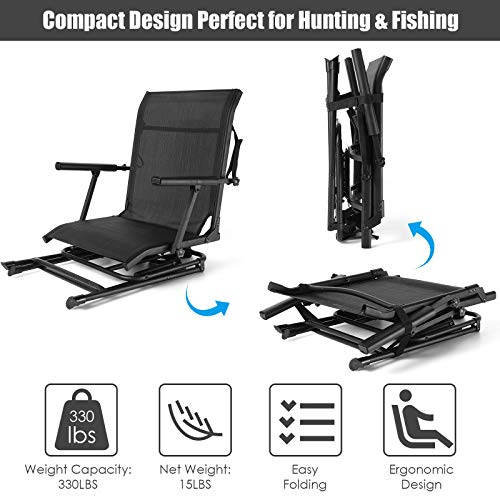 Tangkula 360-Degree Hunting Swivel Chair, Ground Blind Chairs w/Ar...