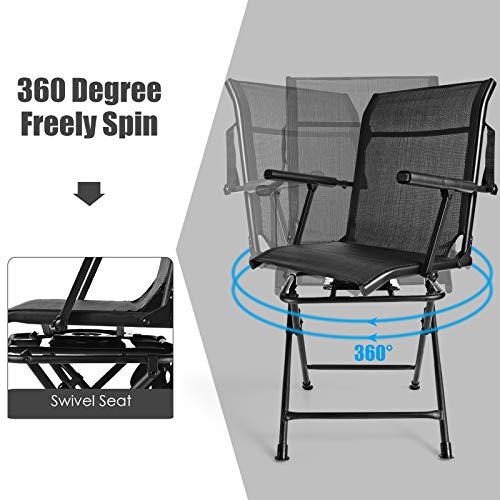 Tangkula 360-Degree Hunting Swivel Chair, Ground Blind Chairs w/Ar...