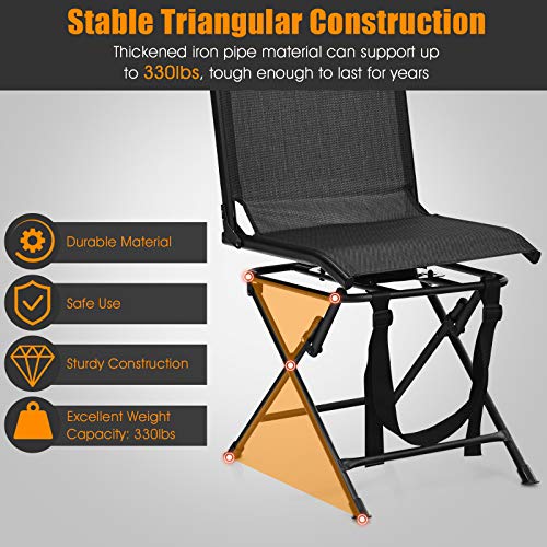 Tangkula 360-degree Swivel Blind Chair, Foldable Free Rotation Hun...